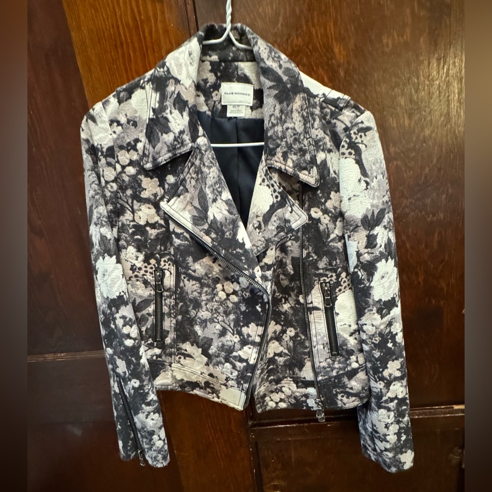 Club Monaco Floral Moto Jacket Women’s XS